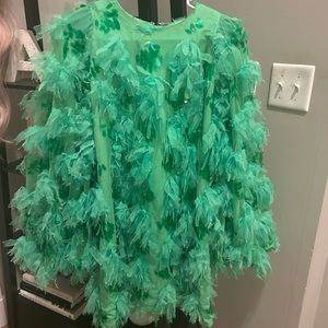 ASOS EDITION textured mesh green dress